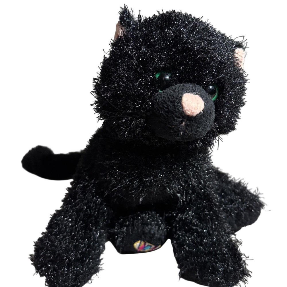 Ganz Webkinz Black Cat Plush Stuffed Animal Retired HM013 Shimmer Fur